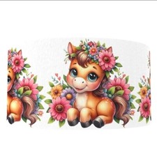 3 INCH  1 Yard Horse Flower Flowers Floral Farm Ranch printed Grosgrain Ribbon