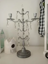 Vintage Rare BEAUTIFUL 2 Arm Table Lamp With Hanging Prisms