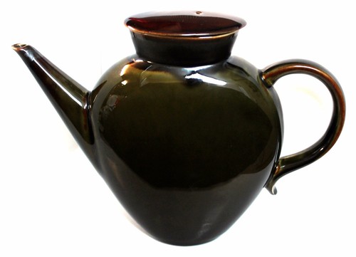 Lindt Stymeist Yo Han Olive Green and Mahogany Oval Teapot 8 1/2" H - Picture 3 of 12