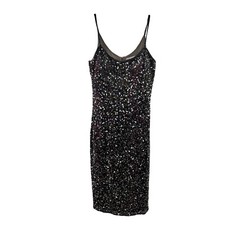 Papell Boutique Evening Sleeveless Sequin Sheath Dress Silver/Multi Size 6 Zip