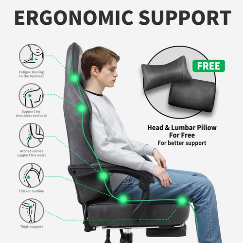 Gaming Chair Ergonomic Game Chair with Big and Tell Adults Computer Desk Office - Picture 18 of 37