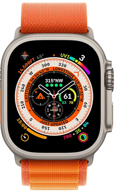 Apple Watch Ultra 49mm Titanium Case with Orange Alpine Loop 