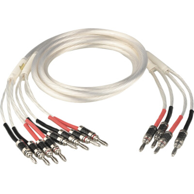 Pair 5N OCC Silver Plated Bi-wire HiFi Loudspeaker Speaker Cable & Banana Plug