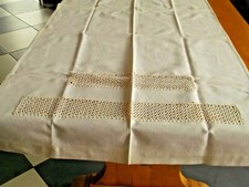 Rideau recent coton epais ecru avec incrustations dentelle crochet ( 131 x 78 )