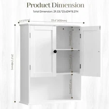 30"H Wall-Mounted Bathroom Storage Shelf & Medicine Cabinet Organizer White