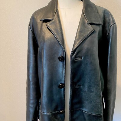 Vintage Wilsons Leather Pelle Studio Oversized Black Jacket   Size Large