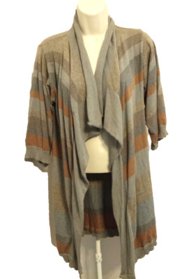 Peruvian Connection Cardigan Sweater Womens XS Gray Short Sleeve 100% Pimacotton