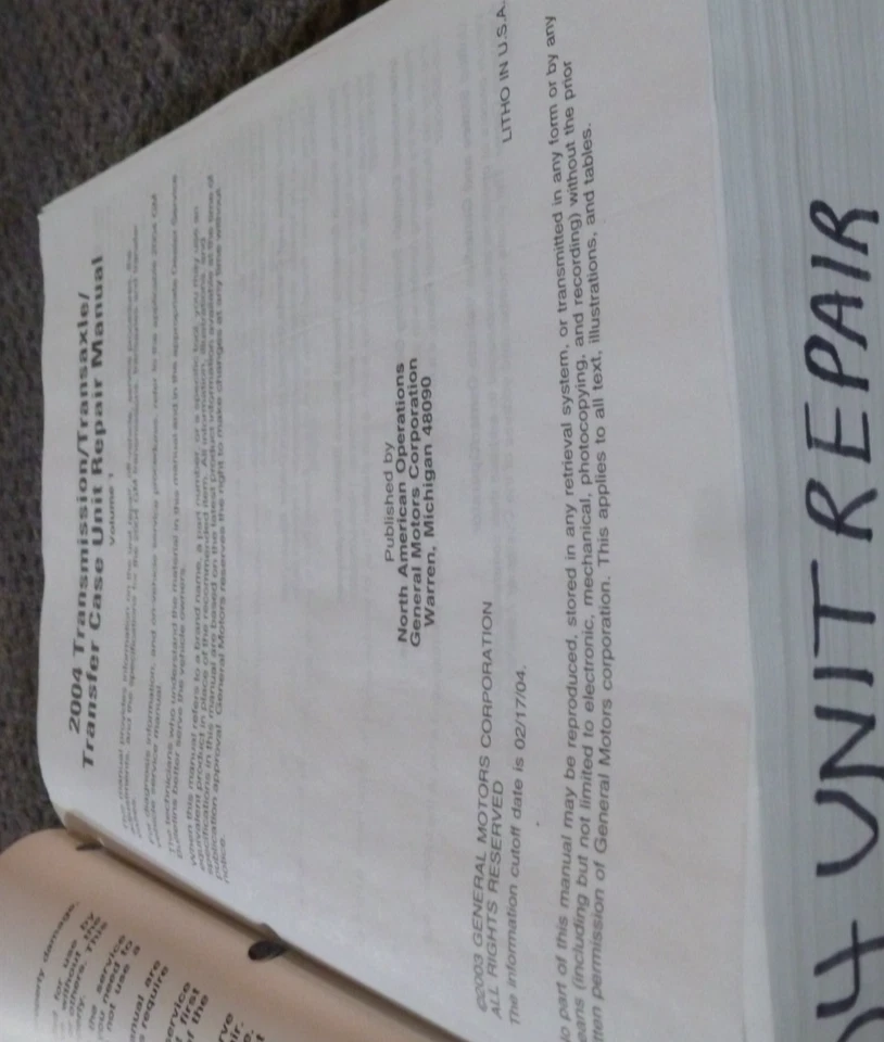 Cadillac CTS CTS-V 2004 transmisión eje manual de reparación de servicio de taller V1 XZ Foto 2 de 3