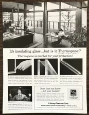 1962 Libbey Owens Ford Thermopane Glass Print Ad Mod House View Girl Dachshunds