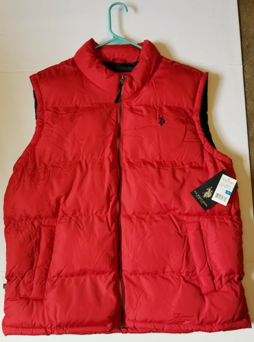 Men's Red Polo Puffer Vest Brand New 