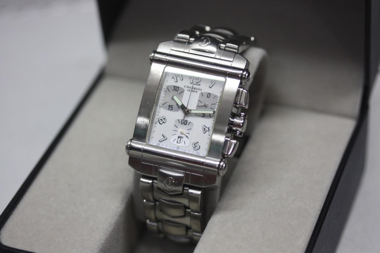 Charriol Geneve Columbus 060CXL-0 Chronograph White Dial Stainless Steel Watch