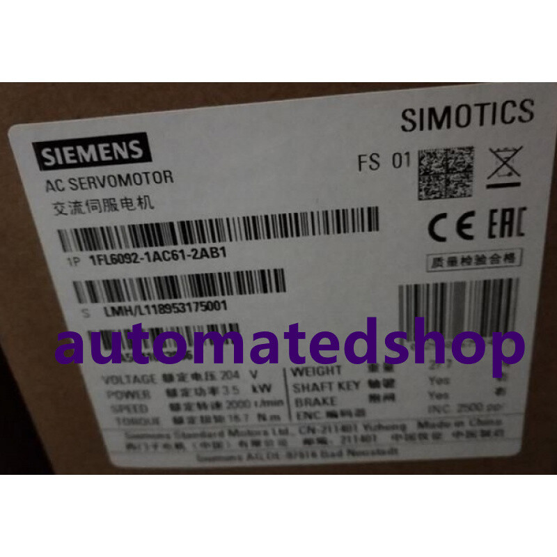 Original Siemens servo motor 1FL6092-1AC61-2AB1 brand new