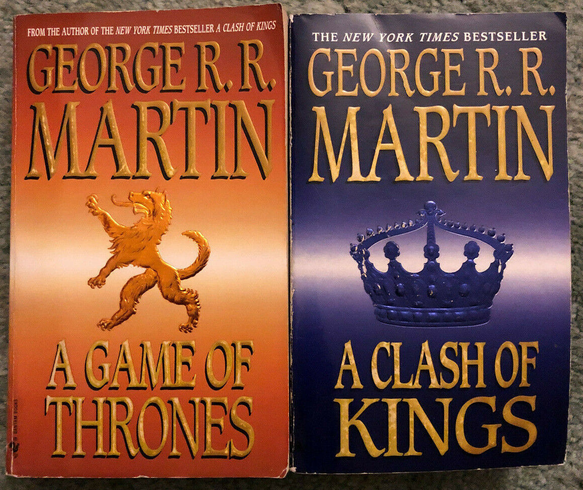 A Game of Thrones & A Clash of Kings, George RR Martin, Bantam covers