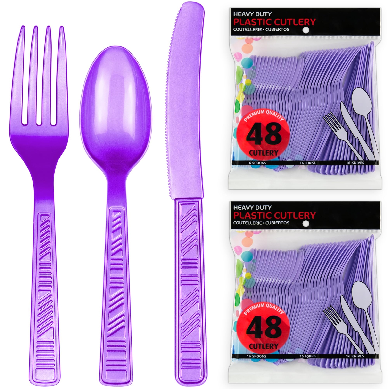 Plastic Cutlery Set Purple Plastic Silverware Sets For Parties 96 Piece Bulk Hea