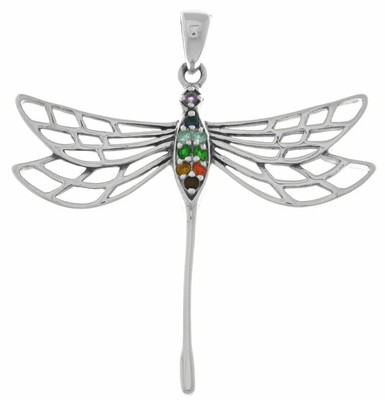 Jewelry Trends Sterling Silver Large Chakra Dragonfly Pendant