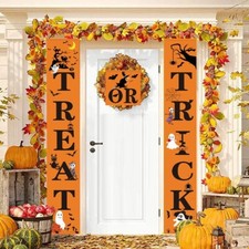 Halloween Hanging Door Banner TRICK OR TREAT Couplets Doorway Curtain Home Decor