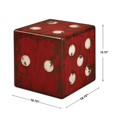 Red Dice Accent End Tables Side Seat Game Room Gambling Craps Casino 24168 - Picture 3 of 5
