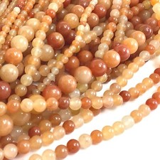 Natural Gemstone Orange Peach Aventurine Jade Round Bead 15" 4mm 6mm 8mm 10mm 12