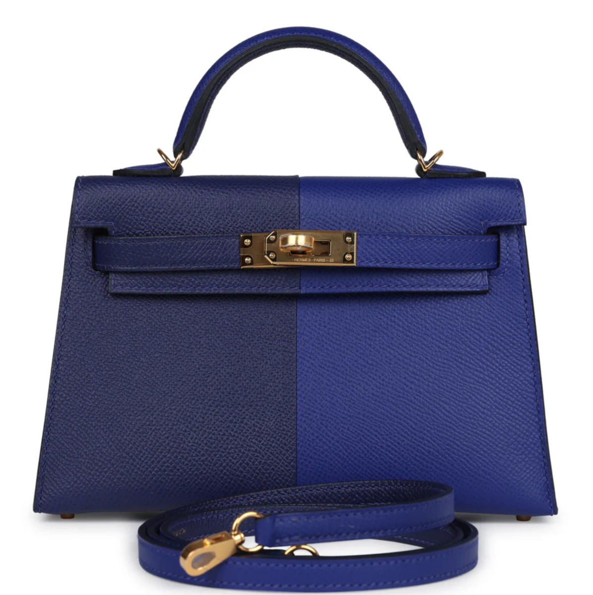 Hermes Mini Kelly 20 Casaque Blue Electric Encre Gold Epsom