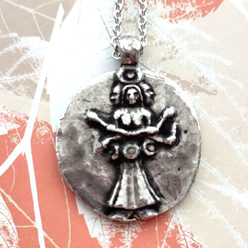 Hecate Greek Goddess Coin Pendant Necklace for Witchcraft Transformation Renewal - Picture 1 of 5