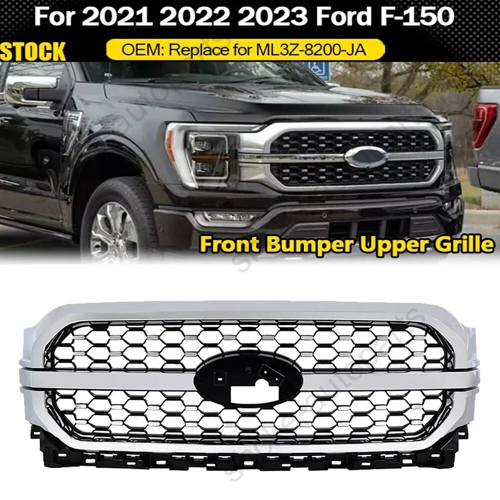 For 2021-2023 Ford F-150 Front Upper Bumper Grill Grille Honeycomb ML3Z-8200-JB