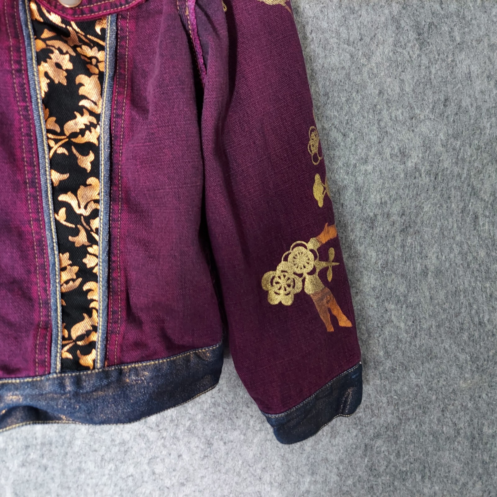Express Denim Jacket L Metallic Patchwork Embroid… - image 4