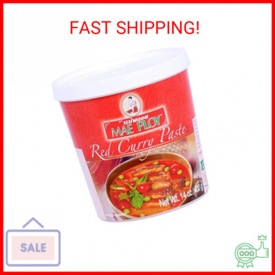 Mae Ploy Red Curry Paste, Authentic Thai Red Curry Paste For Thai Curries And Ot