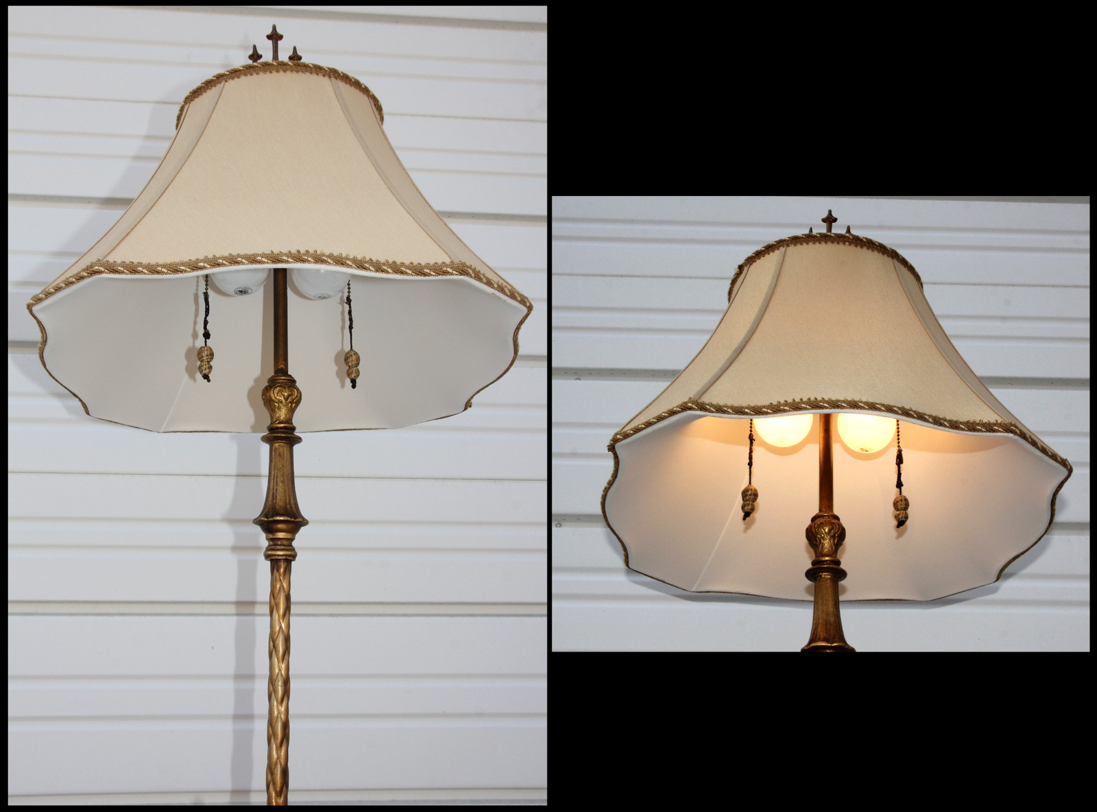 Antique Art Nouveau Deco Wellington Stone Seahorse Floor Lamp w Shade