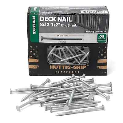Huttig Grip 8d Wood Fence Deck Nail 2-1/2in HGN8OGRSDK1 Galvanized 1lb 106 Nails