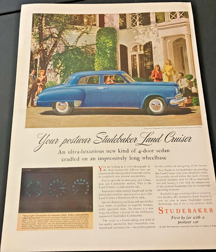 1947 Studebaker Commander Land Cruiser - Vintage Original Print Ad / Wall Art