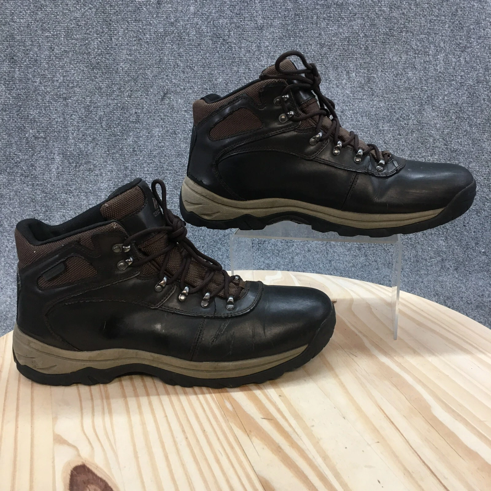 OZARK Trail Waterproof Boots Mens 12 Black Leather Round Toe Lace Up Ankle Top