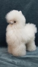 Plush Alpaca Llama Animal Toy White Fluffy Real Alpaca Fur