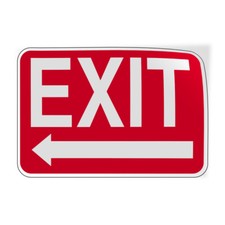 Horizontal Vinyl Stickers Exit Sign with Left Arrow Red Osha Industrial