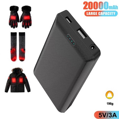 20000mAh Power Bank 5V USB 3.5MM DC Output Heated Battery for Heated Gloves 