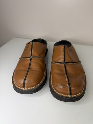 Men's Ralph Lauren Polo Sport Brown Leather Slip On Clogs Size 12