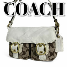 Borsa a tracolla Coach 11594 firmata tela pelle oro Y2K donna Giappone autentica