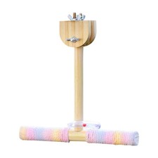 Bird Swing Toy Parrot Stand Rotatable Cage Accessories Wooden Birds Toys