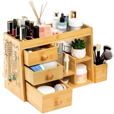 Makeup Organizer with 3 Drawers  12-Grid Lipstick Holder, Desk Vanity Jewelr...