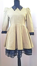 Botetang Dress, Size Medium, Yellow and Black/Blue with Cuffs and Skirted Hem.