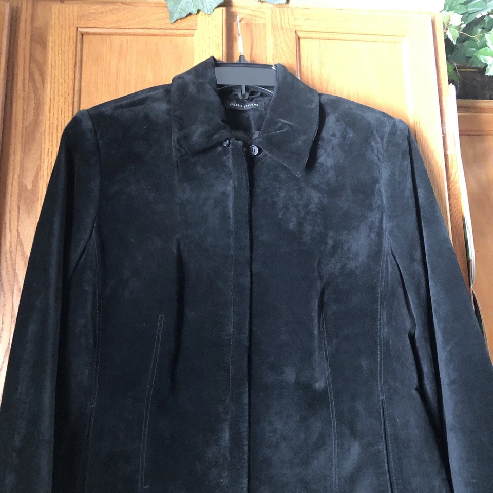 Valerie Stevens Suede Leather Jacket Full Zip Black Women’s Medium Vintage Y2K - Image 4 of 4
