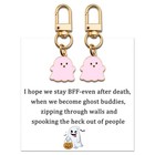 Bestie Gifts Pink Ghost Keychain Cute Halloween Gifts for Women Bff Funny 