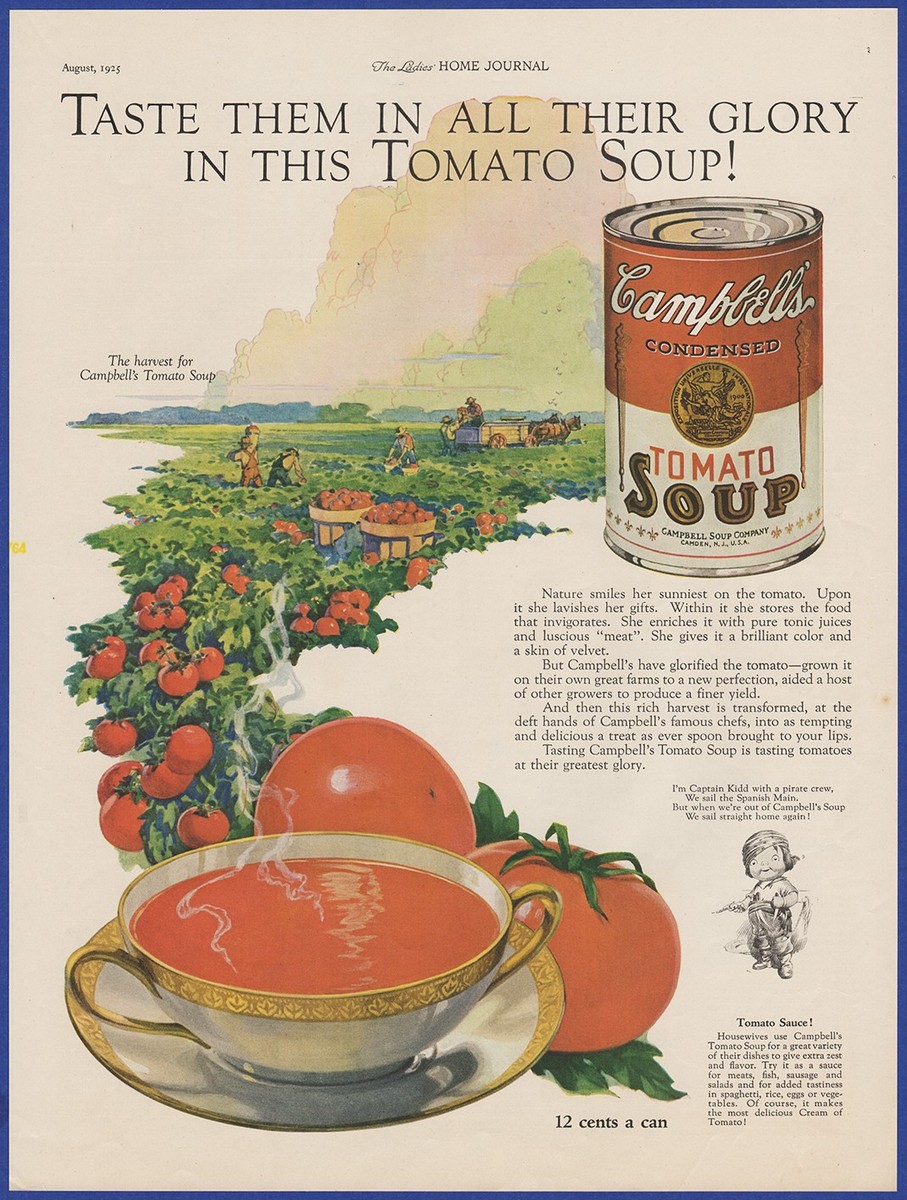 Vintage 1925 CAMPBELL'S Tomato Soup Food Kitchen Art Décor 20's