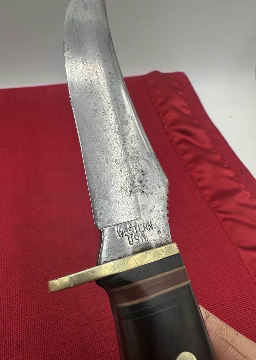 VINTAGE WESTERN USA W39 FIXED BLADE HUNTING KNIFE WOOD HANDLE | eBay
