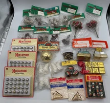 Large Lot Vintage Christmas Miniature Craft Decorations. Ornaments, Bells, Gifts