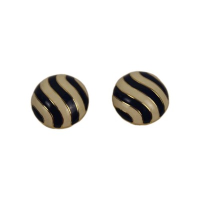 Vintage Collectible CINER Blue & White Enameled with Gold-Plated Accent Earrings