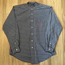 Vintage Made In USA Band Color Nautica Plaid Button Up Size Medium