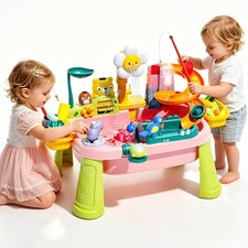 2026 Upgraded Pink Stand Water Table for Toddlers 1-3 - Outdoor Toys for Kids...