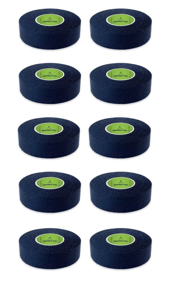 Renfrew 10 Roll Pack, Ice Hockey Stick Blade Handle Tape, BLACK, 24mm x 25yds