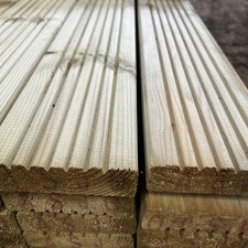 Treated Timber Decking Board 28mm x 120mm x 2400mm Garden Timber Deck Board