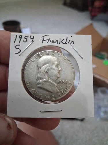 1954-S 50C Franklin USA Half Dollar - 90% Silver - Nice Coin